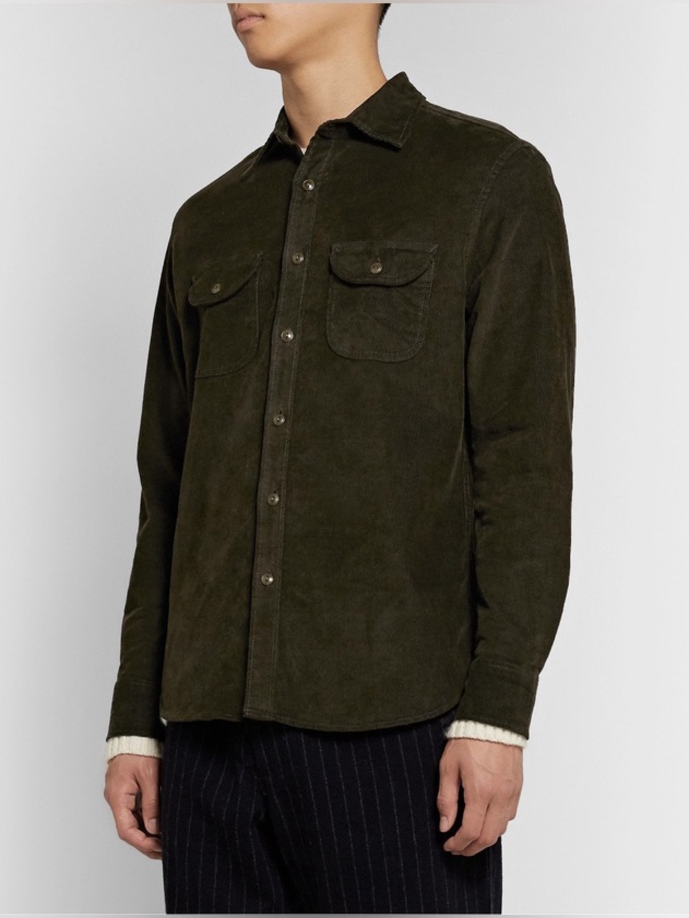 J. Crew Olive Green Corduroy Button-Down Overshirt - Picture 9 of 11